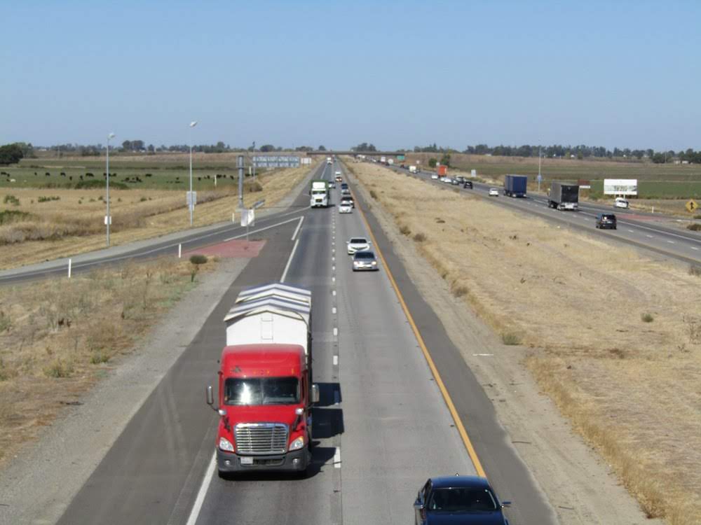 Santa Clarita, CA – Semi truck flips on side on the 5 Freeway north of Santa Clarita, SigAlert issued